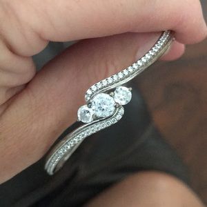 Sterling Silver Cubic Zirconia Bangle Bracelet